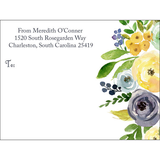 Yellow and Blue Roses Shipping Labels